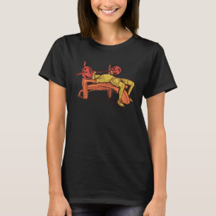 Fitness Bench Press Workout Hand Drawn Sports Gym  T-Shirt