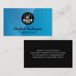 Fitness Bike   Blue Geometric Business Card