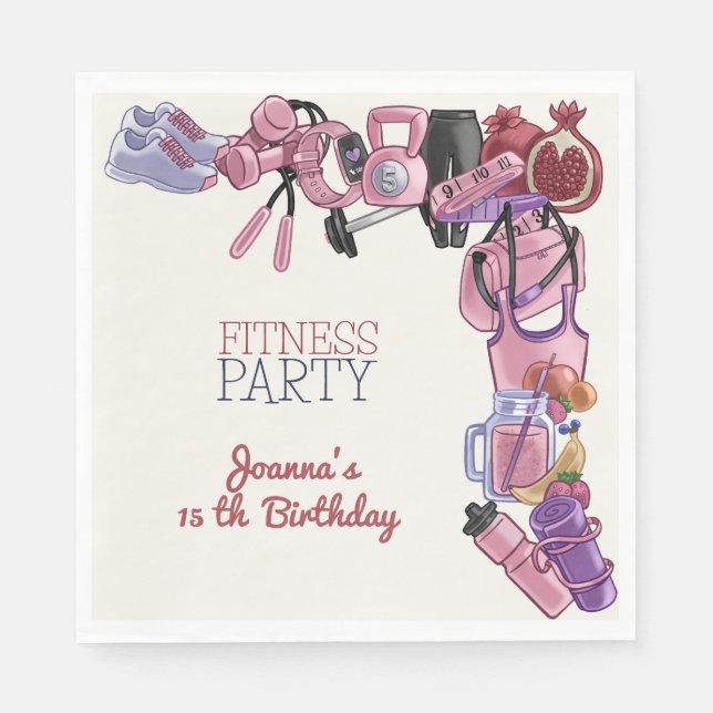 Fitness birthday party napkin (Front)
