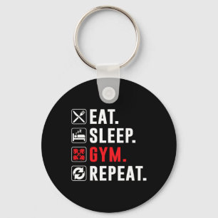 Fitness Bodybuilding Eat Sleep Gym Repeat Funny Wo Keychain