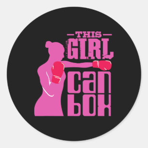 Fitness Boxing Ring Girl With Gloves - I Love Kick Classic Round Sticker