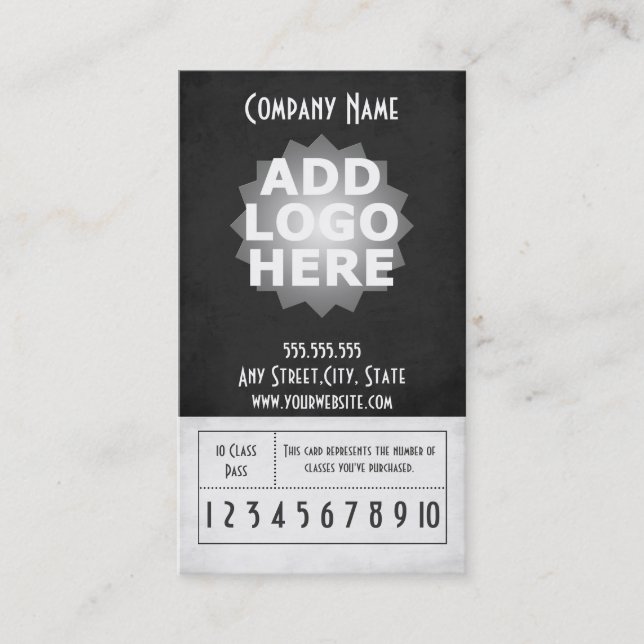 Fitness Business Card 10 Class Pass Template (Front)