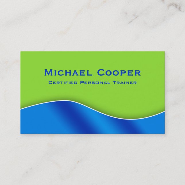 Fitness Business Card Professional Lime Royal Blue (Front)
