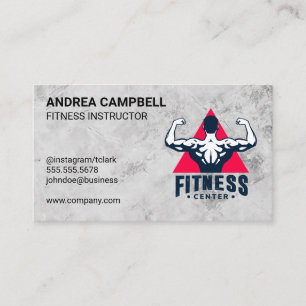 Fitness Center   Man Flexing Muscles Business Card