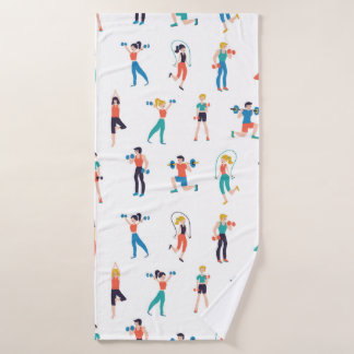 Fitness center seamless pattern vintage illustrati bath towel