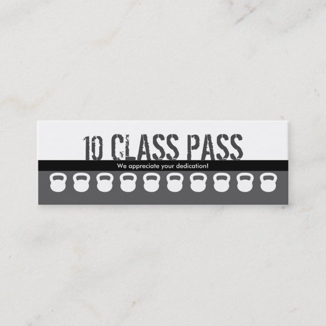 Fitness Class Business Card 10 Class Pass Card (Front)