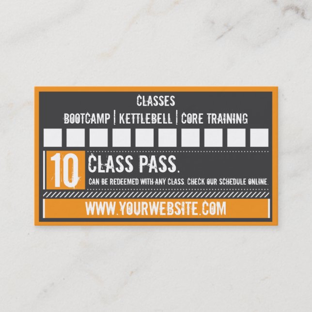 Fitness Class Business Card 10 Class Pass Card (Front)