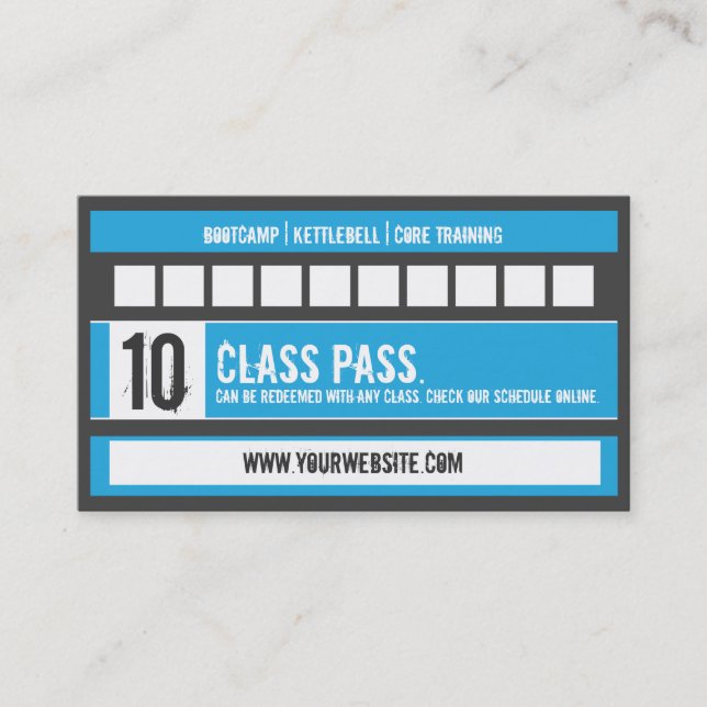 Fitness Class Business Card 10 Class Pass Card (Front)