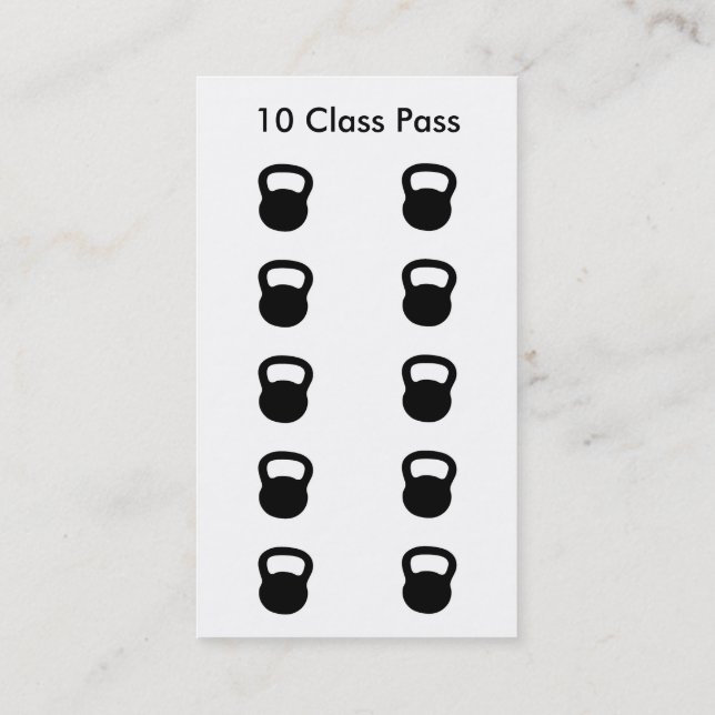 Fitness Class Business Card 10 Class Pass Card (Back)