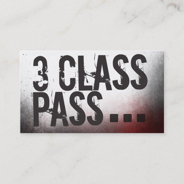 Fitness Class Business Card 3 Class Pass Card (Front)