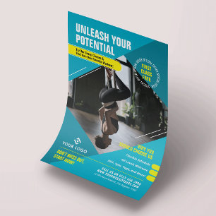 Fitness Classes Modern Photo Blue Marketing Gym Flyer