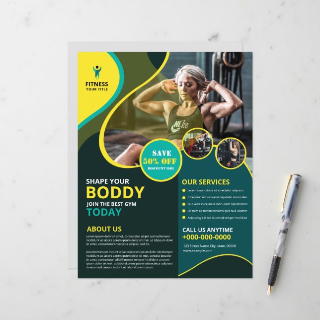 Fitness Club / Gym Flyer Template (Front/Back In Situ)
