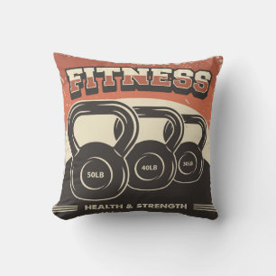 Fitness Cowbell  Throw Pillow