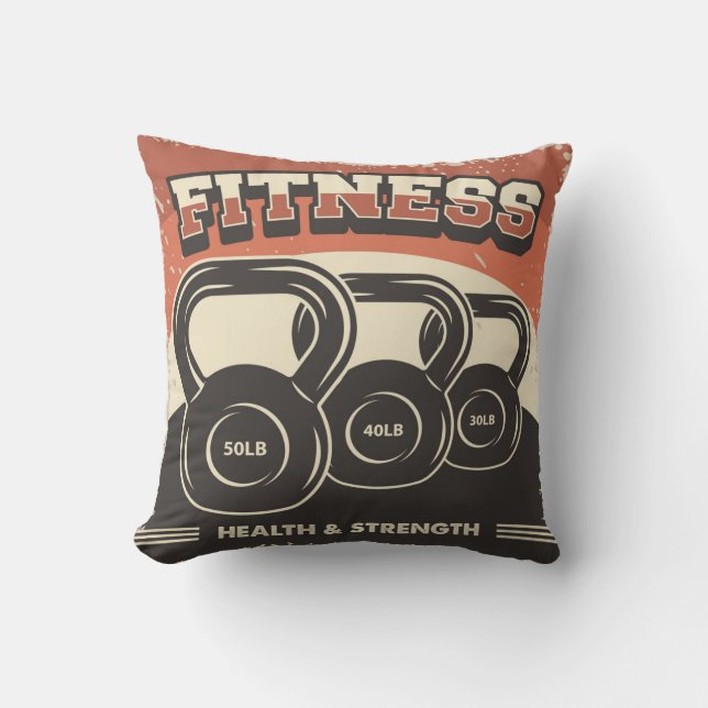 Fitness Cowbell  Throw Pillow (Front)