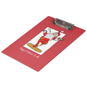 Fitness Exercise Christmas with Santa Clipboard