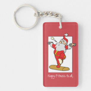 Fitness Exercise Christmas with Santa Keychain
