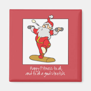Fitness Exercise Christmas with Santa Magnet