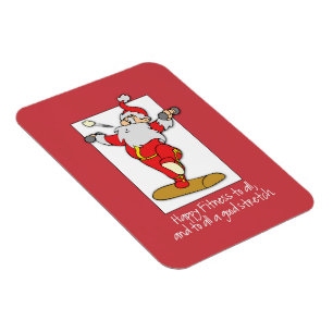 Fitness Exercise Christmas with Santa Magnet