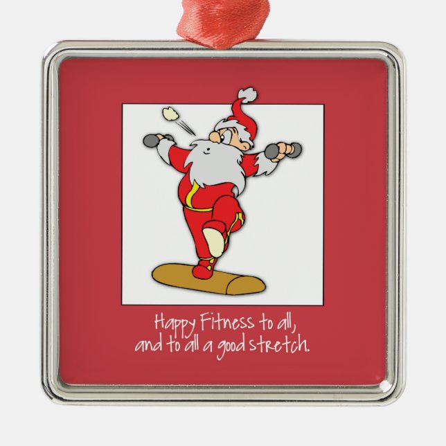 Fitness Exercise Christmas with Santa Metal Ornament (Front)