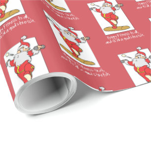 Fitness Exercise Christmas with Santa Wrapping Paper