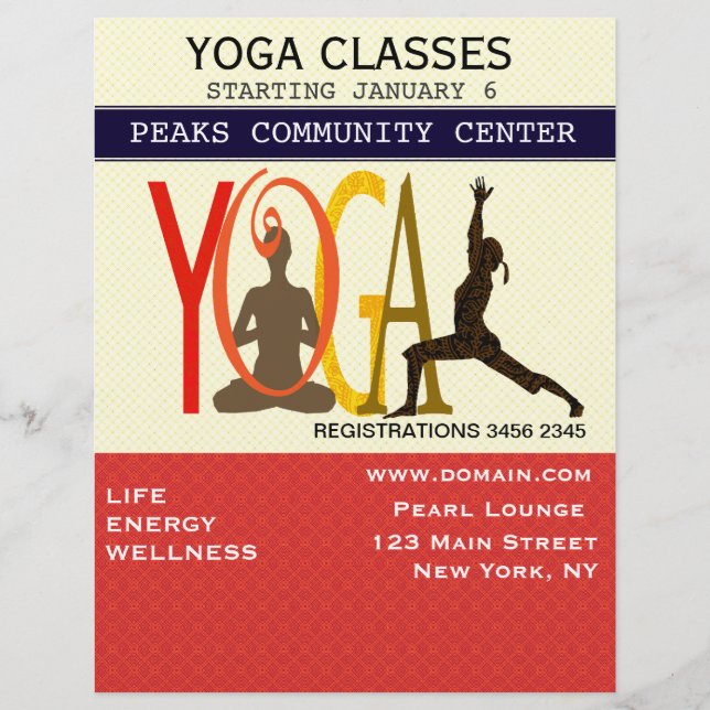 Fitness Exercise Pilates Yoga Modern Personalized Flyer (Front)