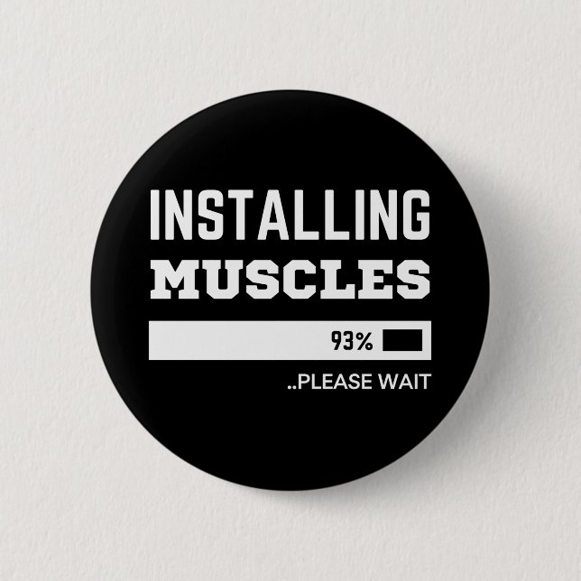 Fitness  Funny Workout Installing Muscles 2 Inch Round Button (Front)