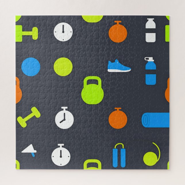 Fitness Gear Workout Pattern Jigsaw Puzzle (Vertical)