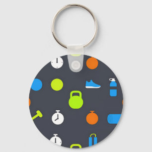 Fitness Gear Workout Pattern Keychain