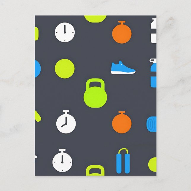 Fitness Gear Workout Pattern Postcard (Front)