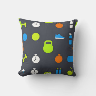 Fitness Gear Workout Pattern Throw Pillow