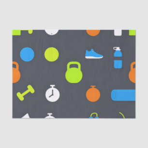 Fitness Gear Workout Pattern Tissue Paper