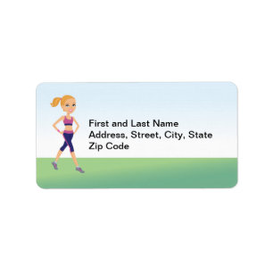Fitness Girl Cartoon Address Label