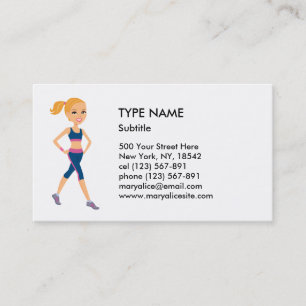 Fitness Girl Cartoon Style Business Card