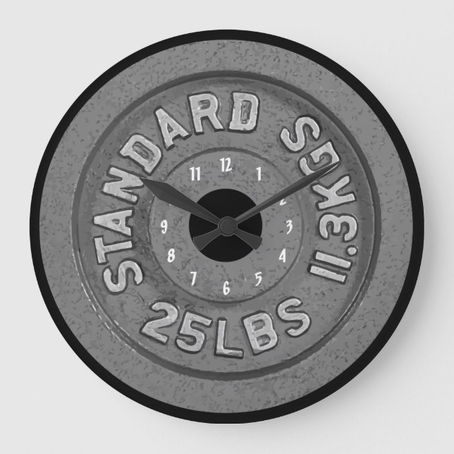 Fitness Graphic Barbell Background Large Clock (Front)