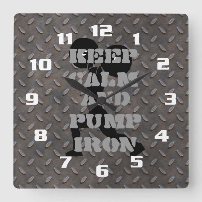 FITNESS GYM AND WORKOUT MOTIVATIONAL SQUARE WALL CLOCK (Front)