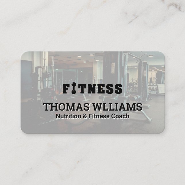 Fitness Gym Background | Personal Trainer Business Card (Front)