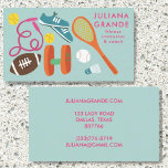 Fitness Gym Trainer Coach Sports CUSTOM Charming   Business Card<br><div class="desc">Change the text, font and colours of this customizable business card with illustrations of fitness equipment. Hand drawn by me for you. Perfect business cards for those in the health, fitness, gym and sports fields. Personal trainers, sports medicine, fitness instructors and gym owner business cards. Add your own text to...</div>