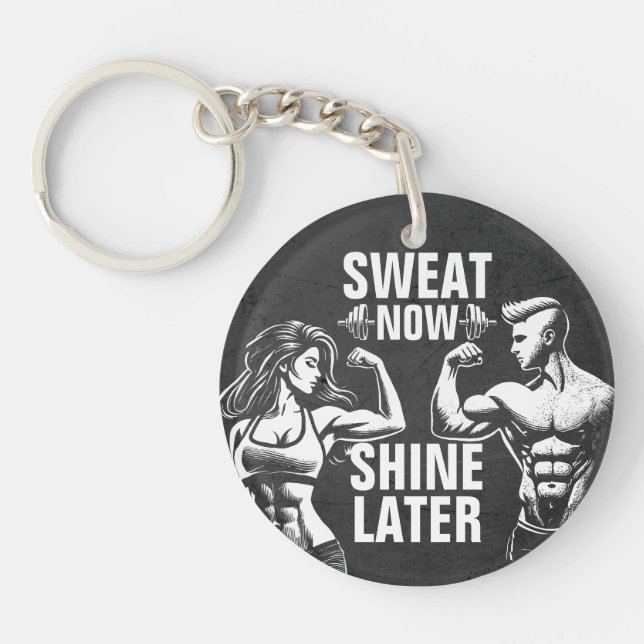Fitness Gym Workout Bodybuilding Motivational Keychain (Front)