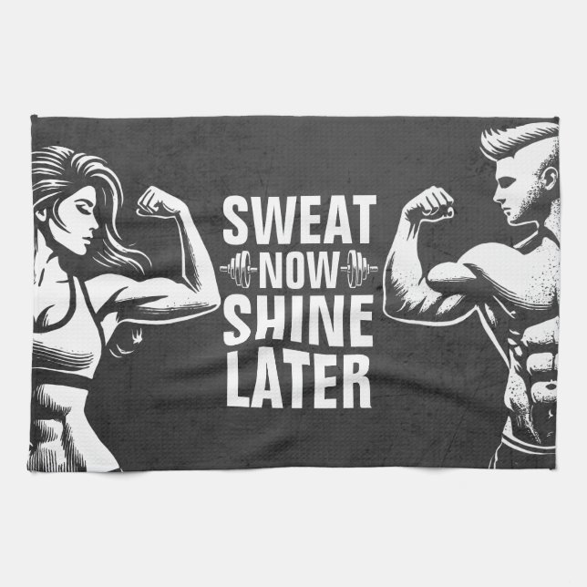 Fitness Gym Workout Bodybuilding Motivational Kitchen Towel (Horizontal)