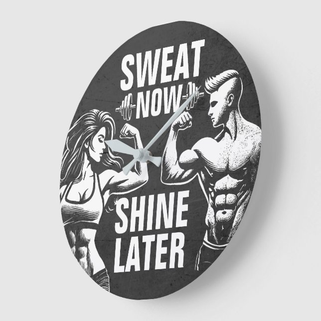 Fitness Gym Workout Bodybuilding Motivational Large Clock (Angle)