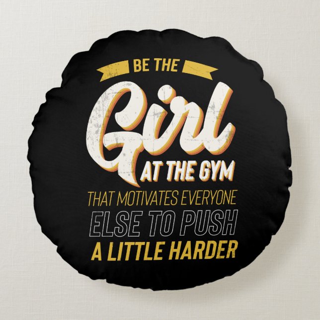 Fitness Gym Workout Motivation Womens Round Pillow (Front)