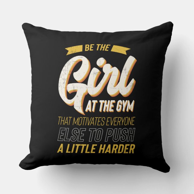 Fitness Gym Workout Motivation Womens Throw Pillow (Front)