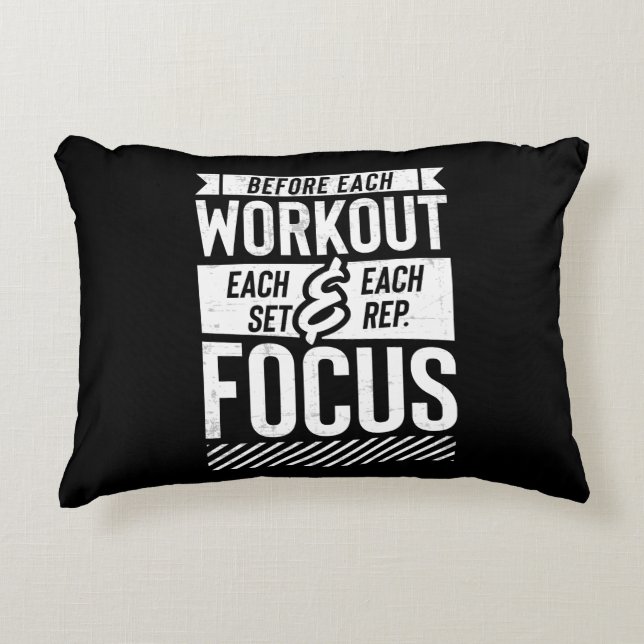 Fitness Gym Workout Motivational Saying Accent Pillow (Front)