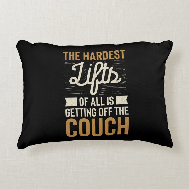 Fitness Gym Workout Weightlifting Quote Accent Pillow (Front)