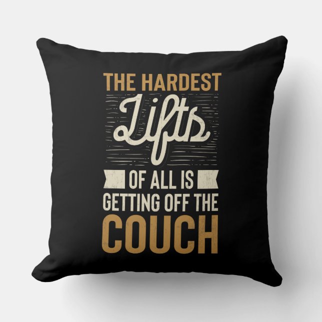 Fitness Gym Workout Weightlifting Quote Throw Pillow (Front)