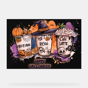 Fitness Halloween 🎃 Protein, BCAA & Café Latte Acrylic Sign
