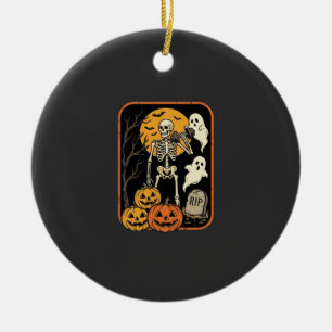 Fitness Halloween Skeleton Ghost Pumpkin Workout D Ceramic Ornament
