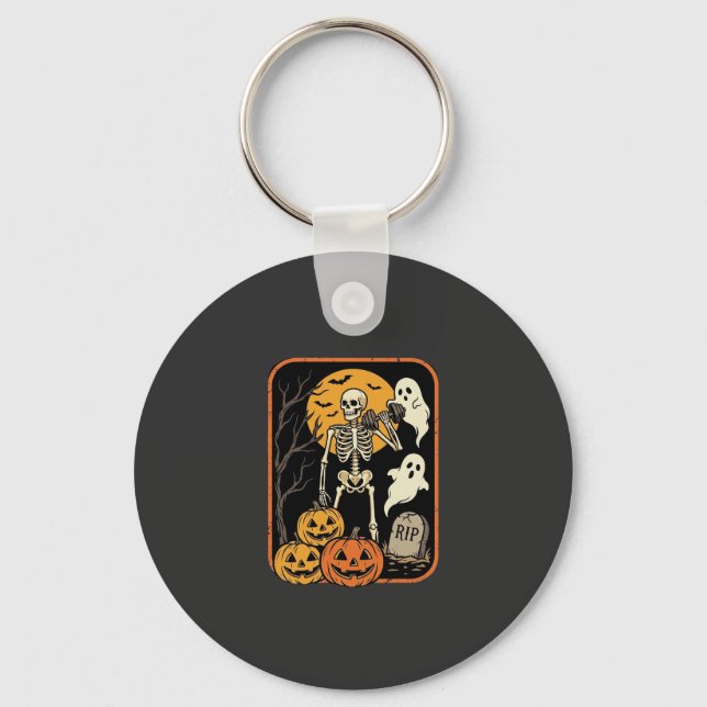 Fitness Halloween Skeleton Ghost Pumpkin Workout D Keychain (Front)