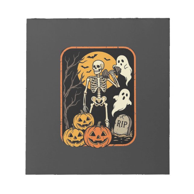 Fitness Halloween Skeleton Ghost Pumpkin Workout D Notepad (Front)