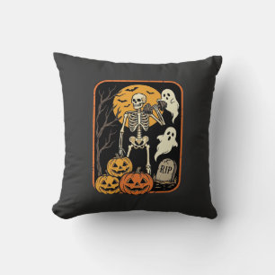 Fitness Halloween Skeleton Ghost Pumpkin Workout D Throw Pillow